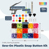 Sew-On Plastic Snap Button Kit, Crafts, Sewing Supplies (15 Colors, 154 Pieces)