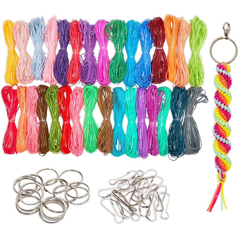 Lanyard Making Kit, Plastic String for Bracelets, Necklaces with Keychains (40 Yards, 61 Pieces)