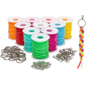 Lanyard Kit, Plastic String for Bracelets, Necklaces with Keychains (400 Yards, 100 Pieces)