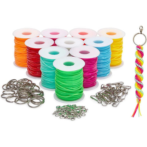  Fandamei Lanyard String Kit, 12 Colors Plastic String Lacing  Cord, Bright and Glitter Color, Lanyard String for Crafts, Bracelets and Jewelry  Making String Weaving Kit for Craft DIY