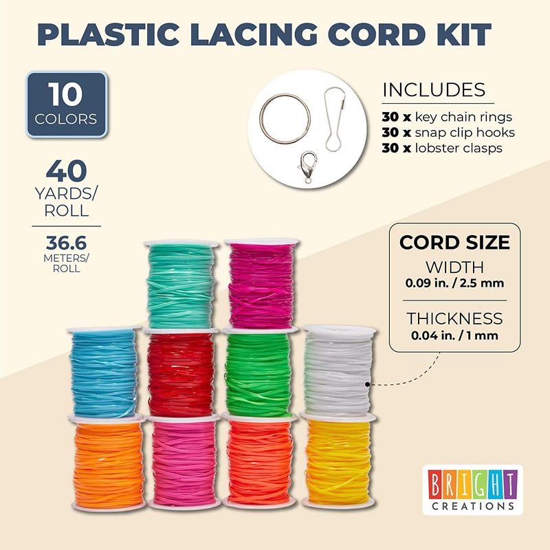  FANDAMEI 8 Colors Lanyard String Kit, Plastic String Lacing  Cord, Bright Color String, Lanyard String for Crafts, Bracelets and Jewelry  Making String Weaving Kit for Craft DIY