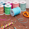 Plastic Lacing Cord Kit with Key Chain Rings, Hooks, Clasps, 10 Colors (40 Yards, 100 Pieces)