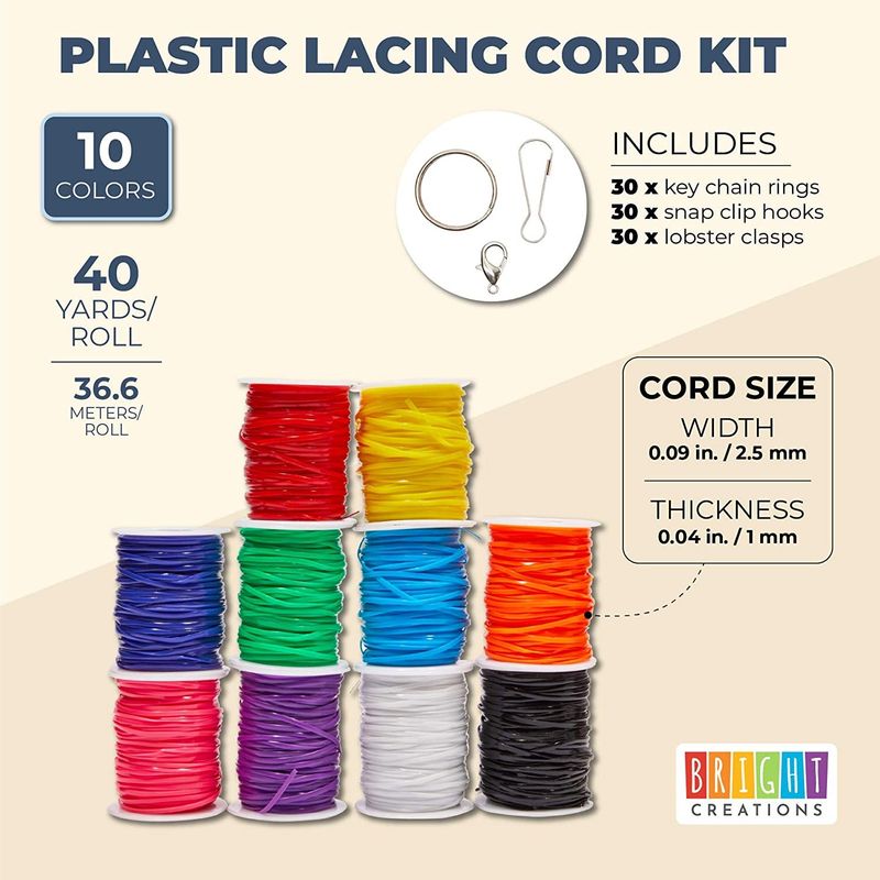 Lanyard Kit, Plastic String for Bracelets, Necklaces, with Keychains (40 Yards, 100 Pieces)