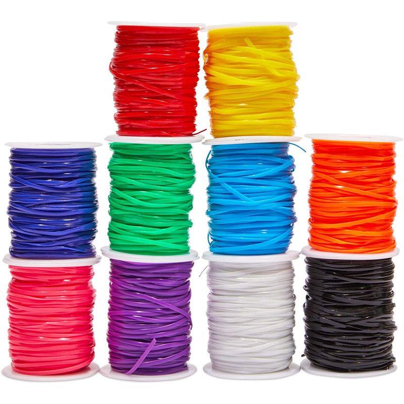 Bright Creations Lanyard String Boondoggle Kit with 10 Rolls (40 Yards Each) for Keychains and Bracelets (100 Total Pieces)