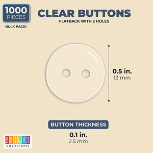 Clear Resin Buttons with 2 Holes for DIY Crafts, Sewing Supplies (13mm, 1000 Pieces)
