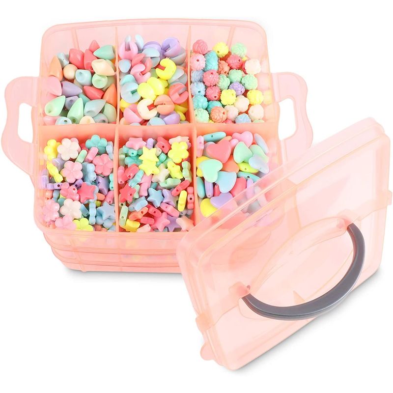 Bright Creations 9 Piece Set Clear Plastic Jewelry Box Organizer with 216 Stickers, Storage Containers for Beads