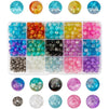 Mixed Glass Beads for DIY Jewelry Making, Crackle (15 Colors, 350 Pieces)