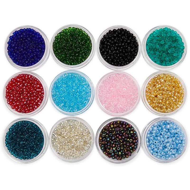 Glass Seed Beads for DIY Jewelry Making Supplies (12 Colors, 7000