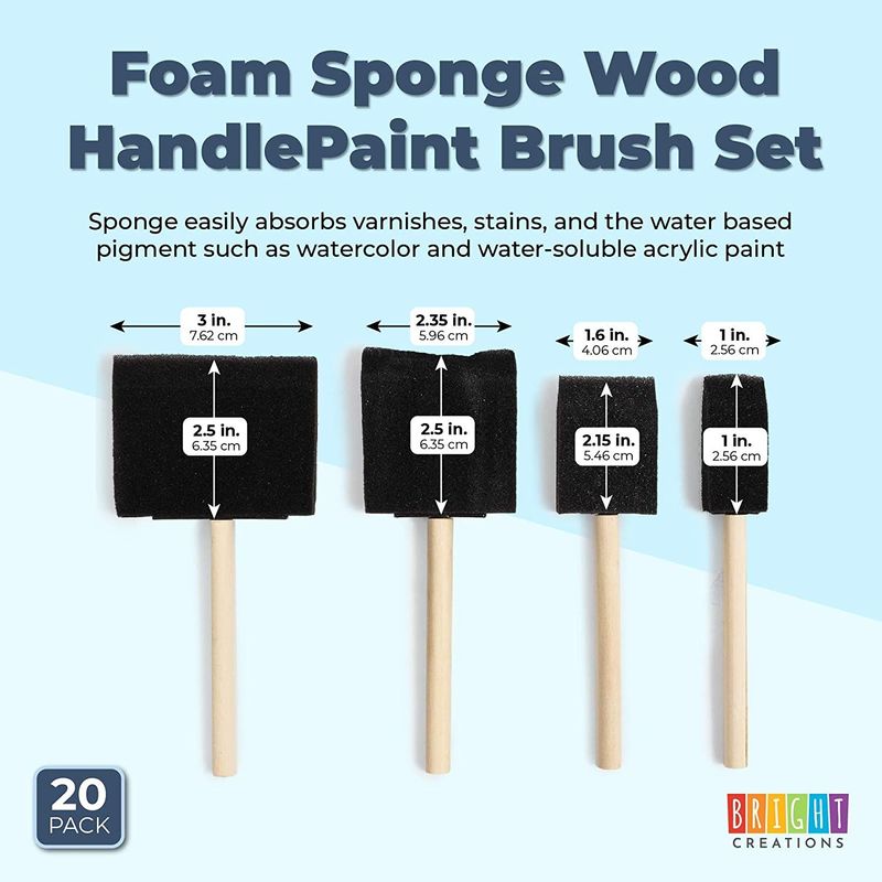 Wood Handle Foam Sponge Brush Set for Staining (20 Pack) –  BrightCreationsOfficial
