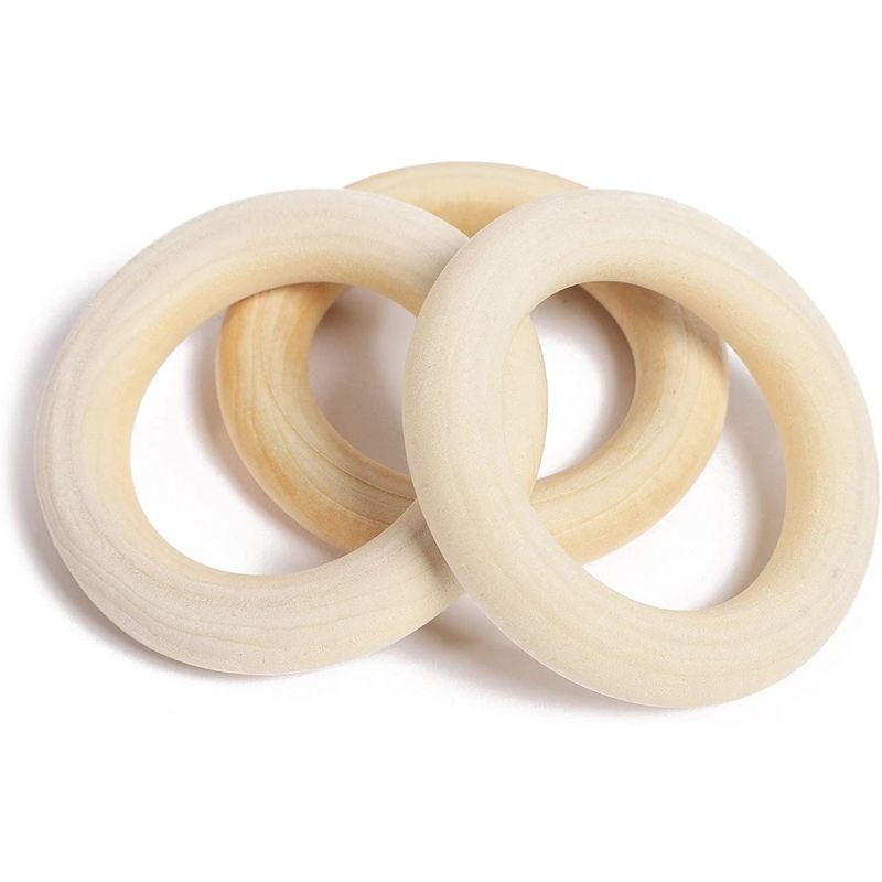 PCS Unfinished Wooden Rings for Crafts, Natural Wood Rings for DIY Without  50
