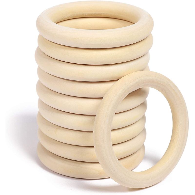 Wooden Rings for Macrame and DIY Crafts (5 Sizes, 50 Pack)