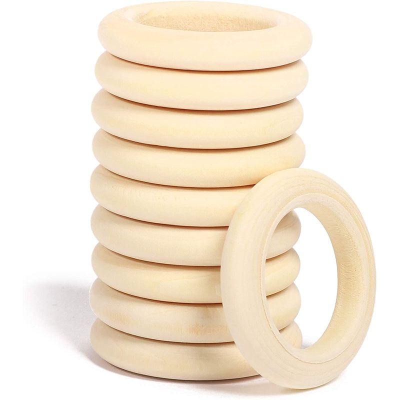 Wooden Rings for Macrame and DIY Crafts (5 Sizes, 50 Pack