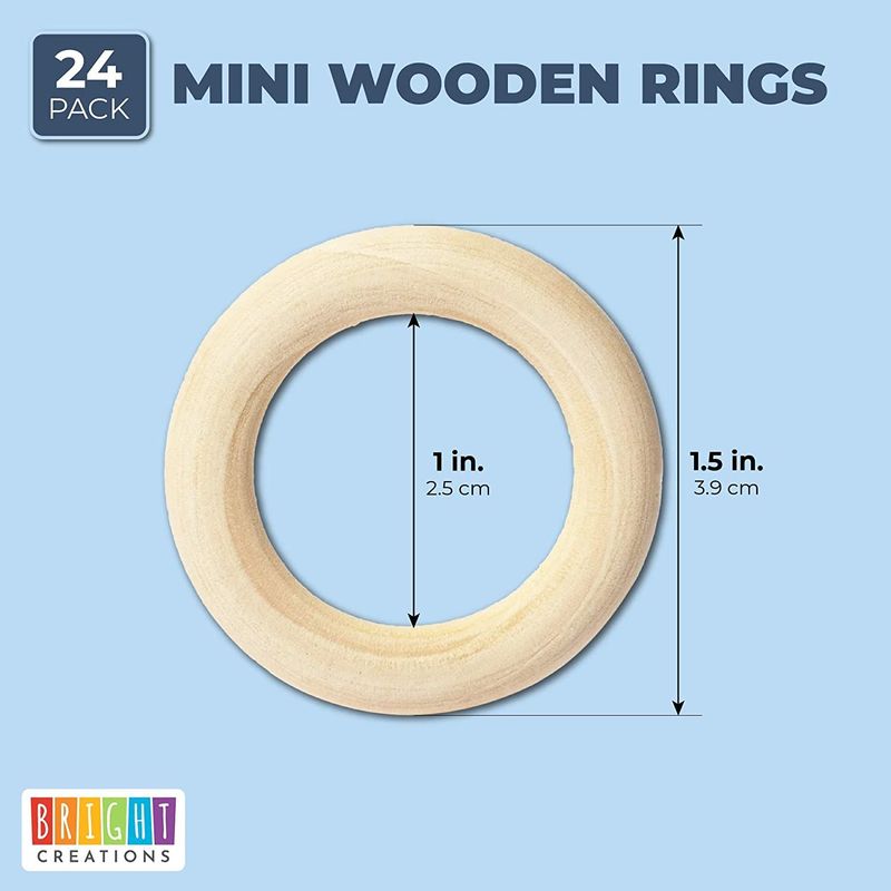 Wooden Rings for Crafts and Macrame, Wood Rings (1.4 in, 39mm, 24 Pack –  BrightCreationsOfficial