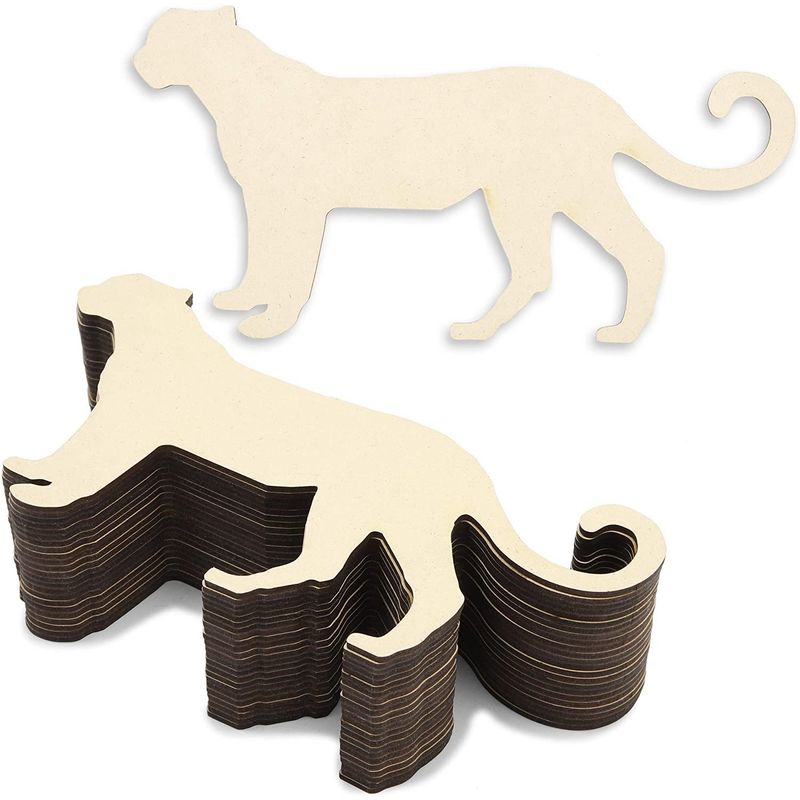 Unfinished Wood Cutouts for Crafts, Cheetah Shape (9 x 4.5 in, 24 Pieces)