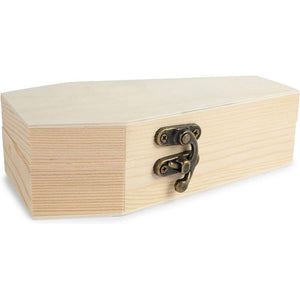 Unfinished Wood Coffin Box with Hinged Lids (3.5 x 6.1 x 1.8 In, 6 Pack)