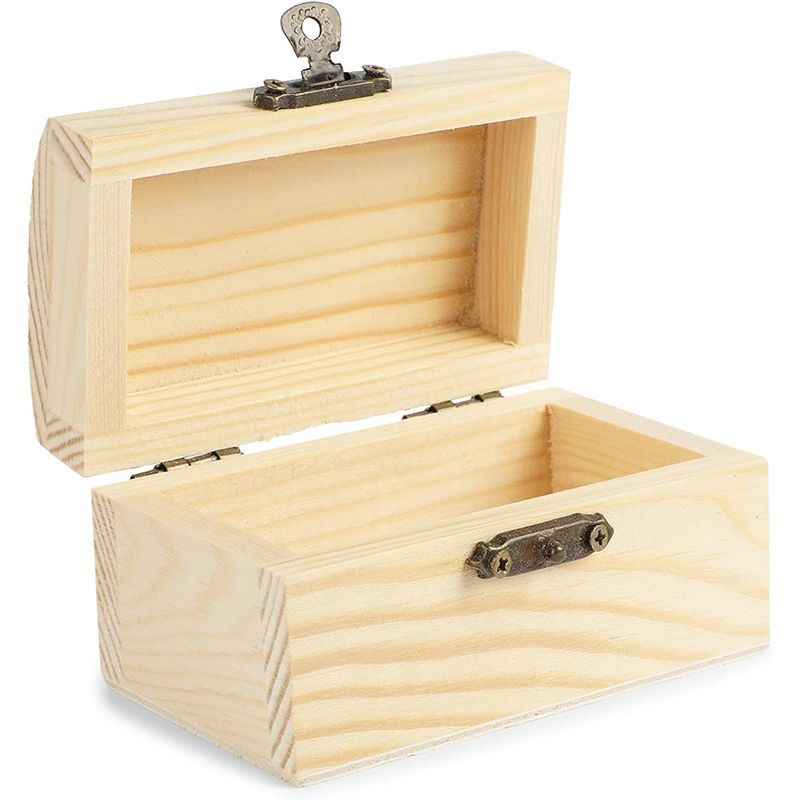 Bright Creations Unfinished Wood Treasure Chest Box with Lid & Locking Clasp (12 Pack)