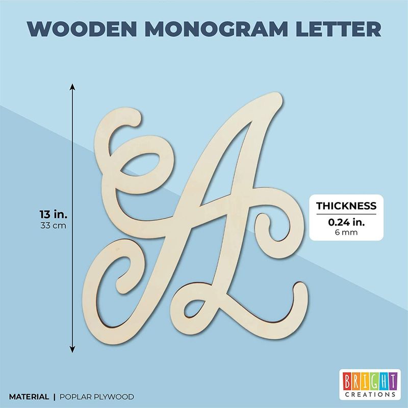 Wooden Monogram Alphabet Letters, Decorative Letter A (13 Inches)