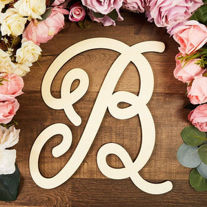 Unfinished Wooden Letter B for Crafts, Cursive Wood Letters (13 In)