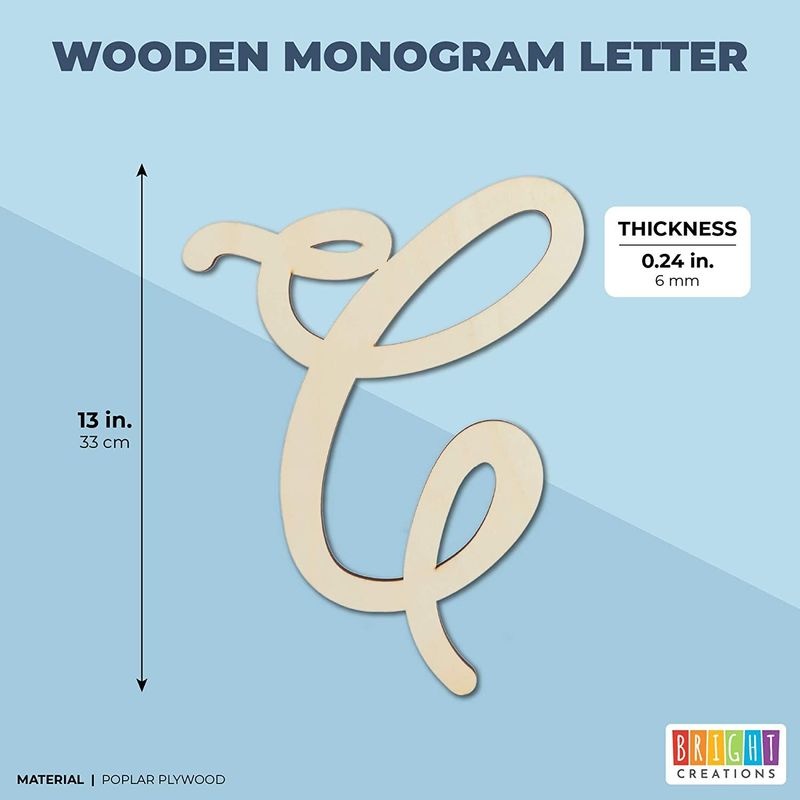 Wooden Monogram Alphabet Letters, Decorative Letter C (13 Inches)