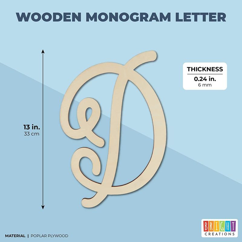 Wooden Monogram Alphabet Letters, Decorative Letter D (13 Inches)