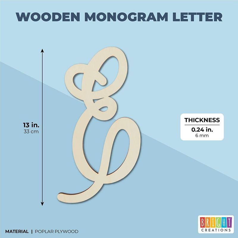 Wooden Monogram Alphabet Letters, Decorative Letter E (13 Inches)