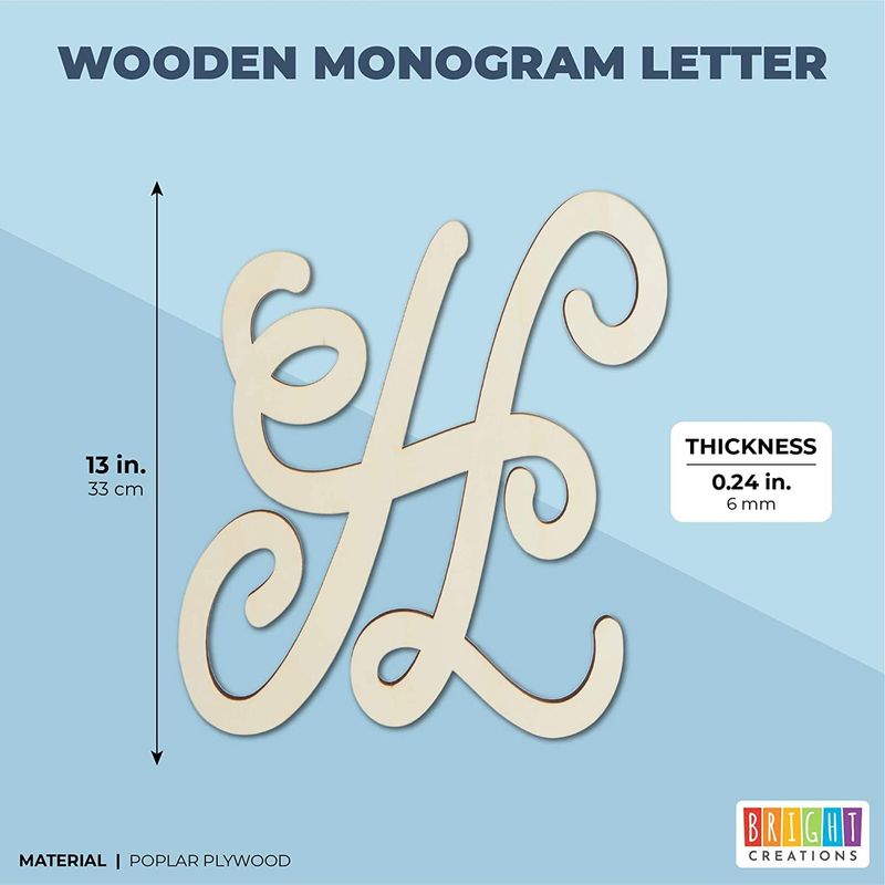 Wooden Monogram Alphabet Letters, Decorative Letter H (13 Inches)