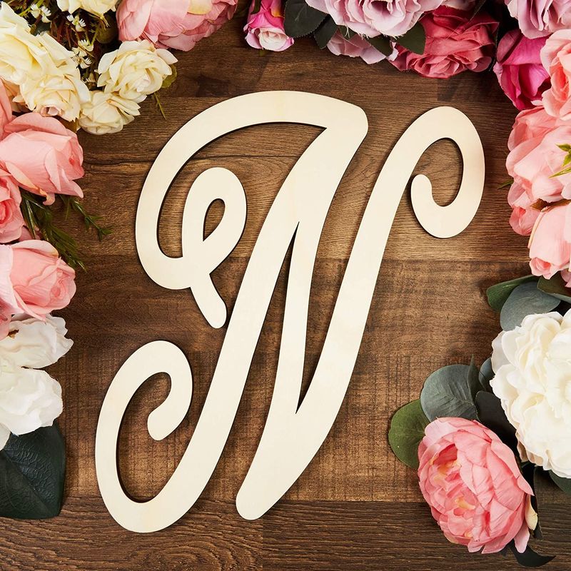 Cursive Wooden Letters W for Wall Decor 14 Inch Large Wooden Letters  Unfinished Monogram Wood Letter Crafts Alphabet Sign Cutouts for DIY  Painting