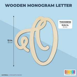 Wooden Monogram Alphabet Letters, Decorative Letter O (13 Inches)
