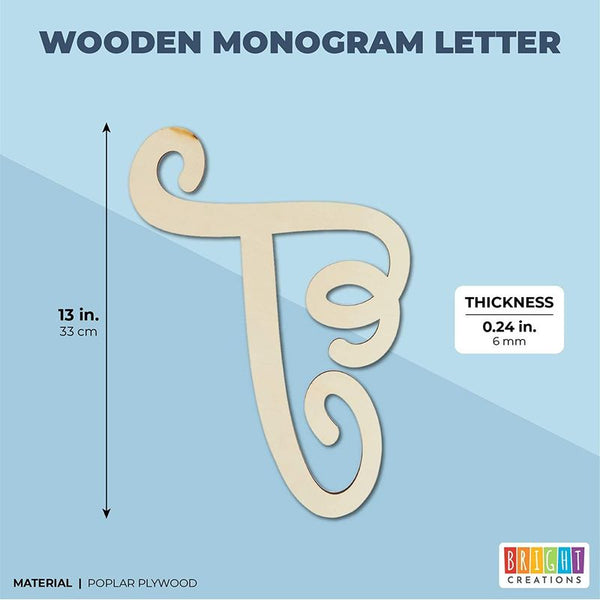 Wooden Monogram Alphabet Letters, Decorative Letter T (13 Inches ...