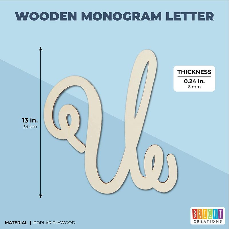 Wooden Monogram Alphabet Letters, Decorative Letter U (13 Inches)