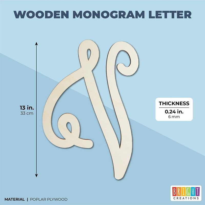 Wooden Monogram Alphabet Letters, Decorative Letter V (13 Inches)