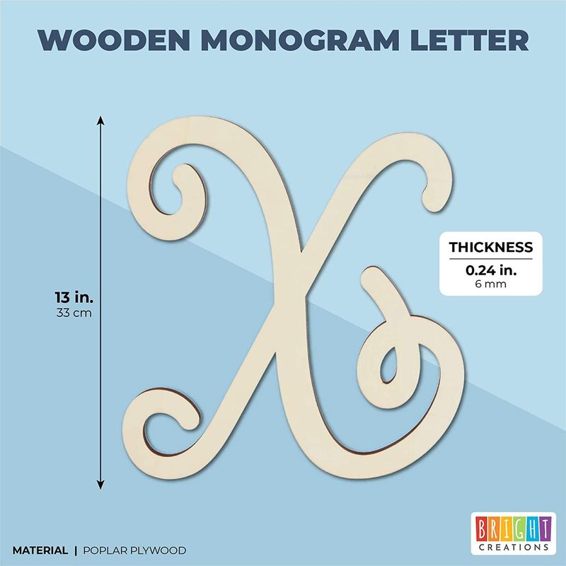 Wooden Monogram Alphabet Letters, Decorative Letter X (13 Inches)