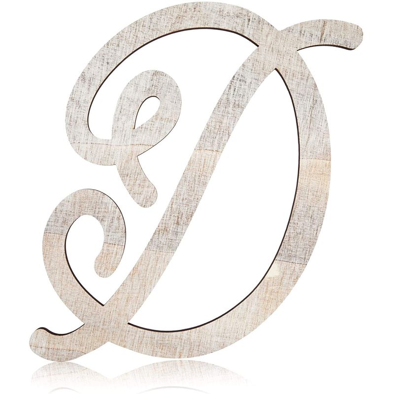 Wooden Monogram Alphabet Letters, Letter D for Crafts, Rustic Wall Decor (13 in)