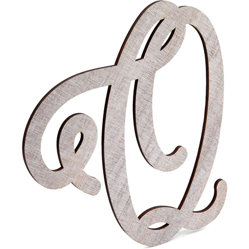 Unfinished Wooden Letter Q for Crafts, Cursive Wood Letters (13 In)