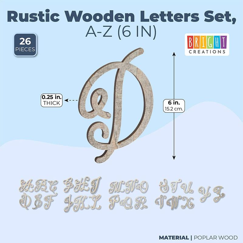 White Wood Letters 6 Inch, Wood Letters for DIY, Party Projects (F)