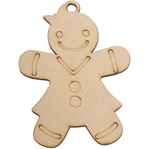 Unfinished Wooden Christmas Tree Ornaments, Gingerbread Men (3.2 x 4.7 in, 24 Pack)