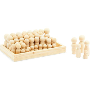 Unfinished Peg Dolls with Storage Case, Wooden Nesting Dolls (5 Sizes, 50 Pieces)