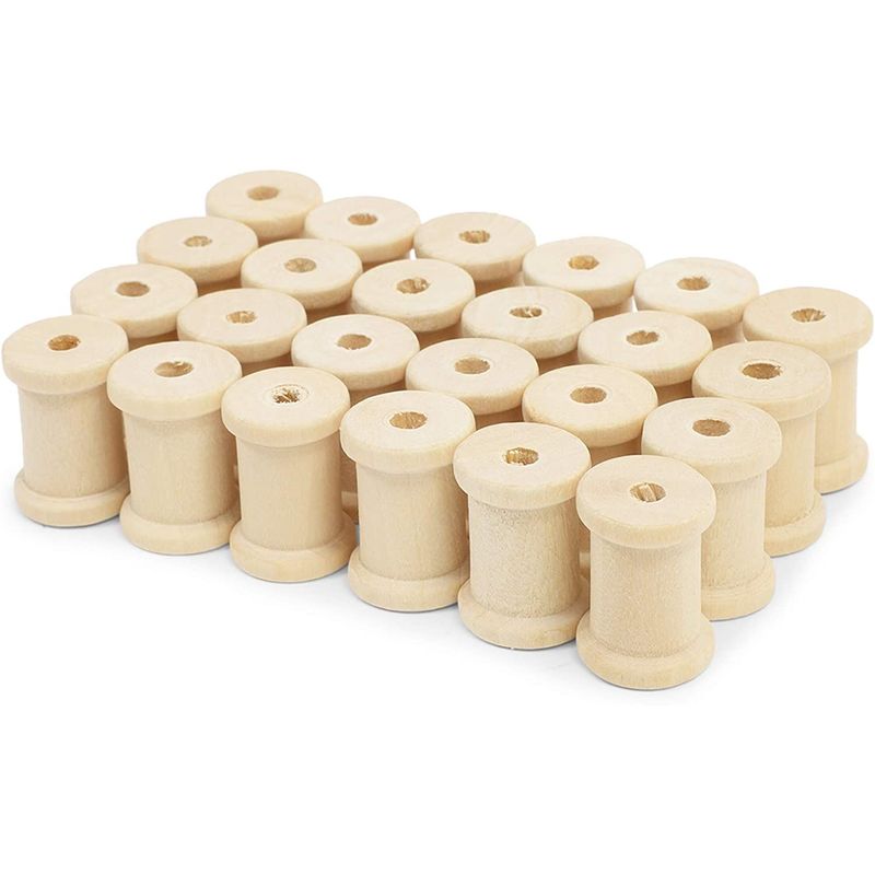 Large Unfinished Wooden Spools for Crafts (1.37 x 2 In, 40 Pack)
