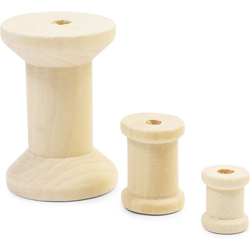 Empty Wooden Spools for Crafts in 3 Sizes (72 Pack