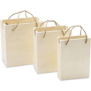 Unfinished Wooden Storage Boxes with Handles for Crafts (3 Sizes, 3 Pieces)