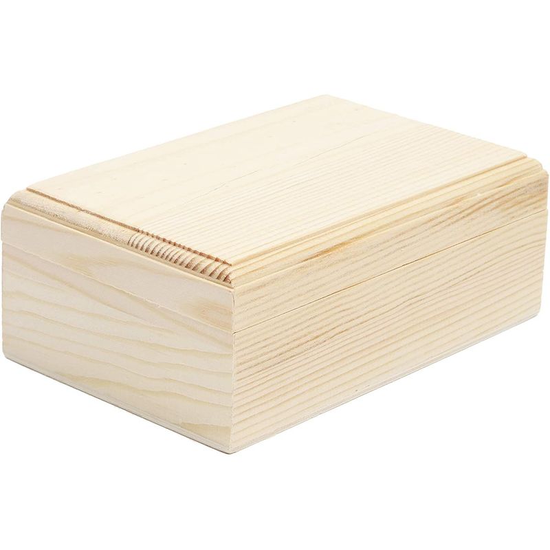 Unfinished Wood Box with Hinged Lid, Wooden Jewelry Box (10.75 x 8 x 5.75 in)