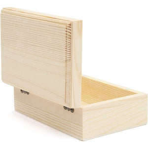 6 Pack Unfinished Wooden Boxes with Hinged Lids, Pinewood Magnetic Wood Box for Crafts, Jewelry Storage (3.5 x 3.5 x 2 in)
