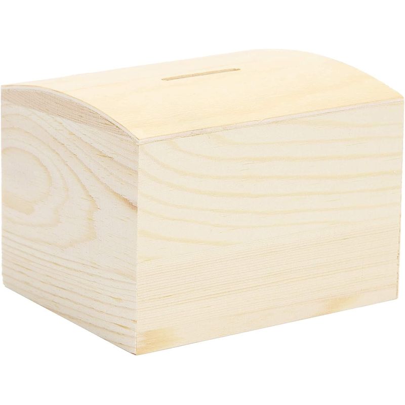 Unfinished Wood Money Box (3.9 x 3.1 x 2.9 in, 2 Pack)