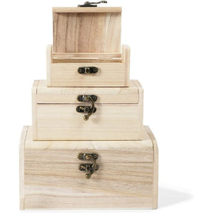 Unfinished Wood Box Set with Lid, Wooden Jewelry Organizers (3 Sizes, 3 Pack)