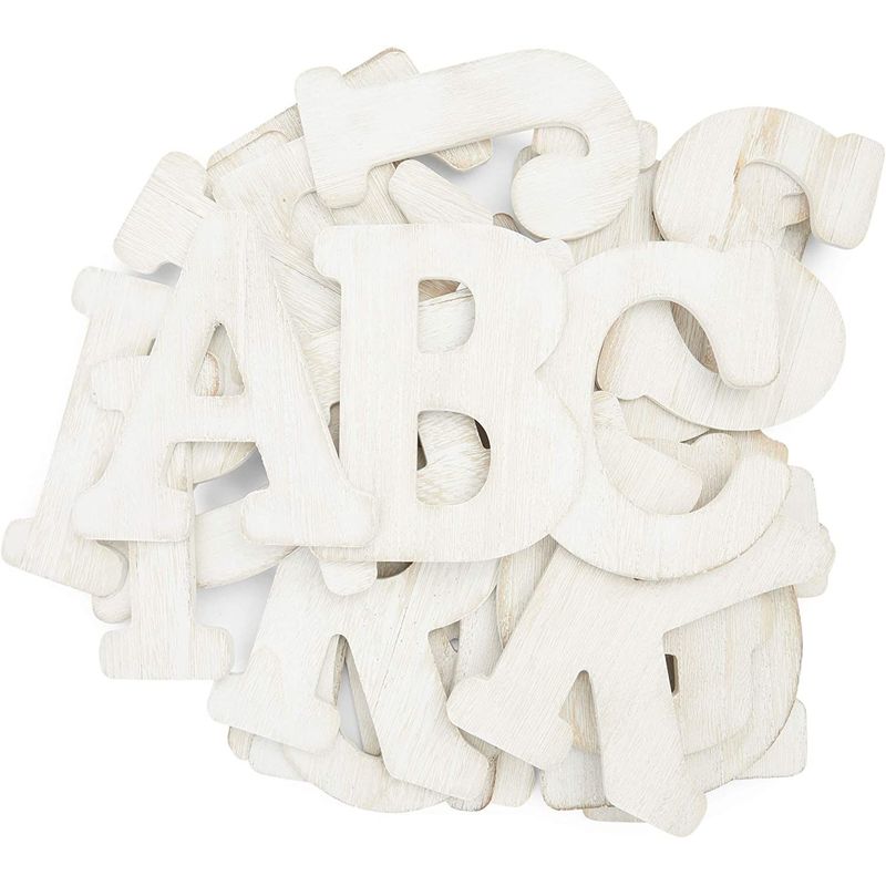 Standing Wooden Alphabet Letters for DIY Crafts, Farmhouse Wall Decor, Weddings (6 in, White, 26 Pieces)