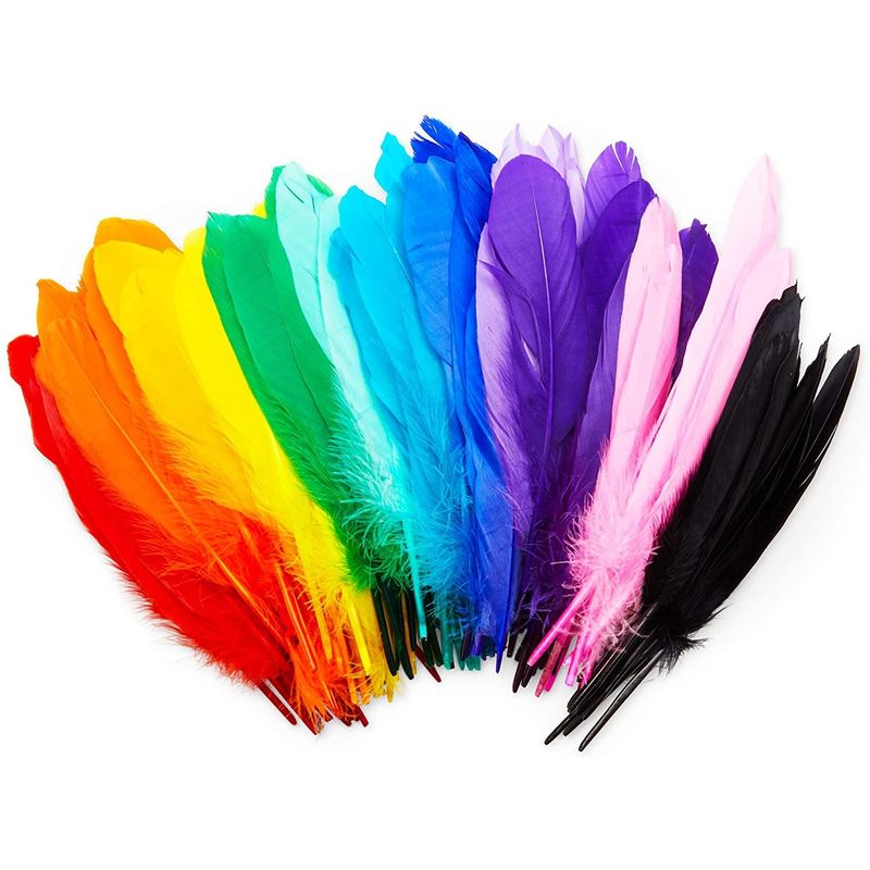 Goose Feathers for Crafts, Costumes, Decorations, 12 Colors (6-8