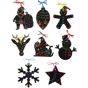 Bright Creations Christmas Color Scratch Ornaments for Kids (12 Designs, 168 Pieces)