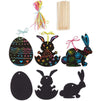 Easter Scratch Art Kit for Kids, Paper Ornaments with Bunny & Easter Eggs (120 Pieces)