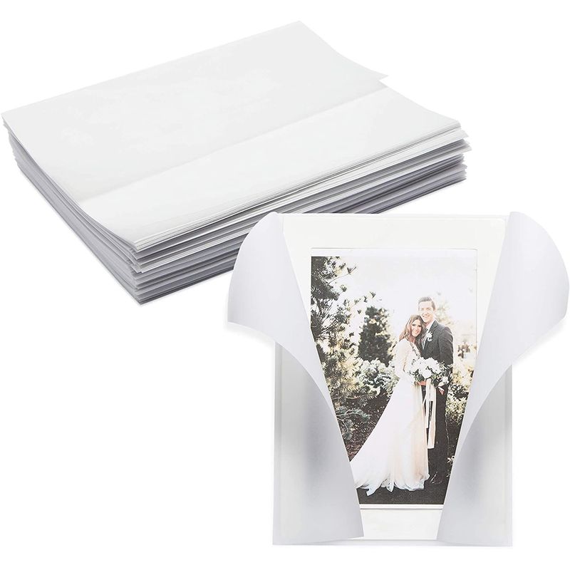 100 Pack Vellum Jackets for 5x7 Invitations Bulk Transparent Paper Envelope Liners for Wedding Cards