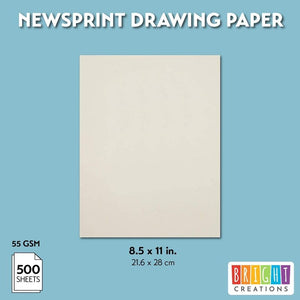 Newsprint Paper, Drawing Paper for Doodles & Sketching (11 x 8.5 in, 500 Sheets)